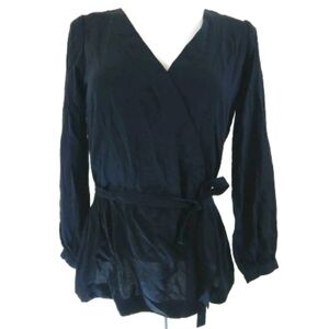 J. Crew Mercantile Black Faux Wrap Top